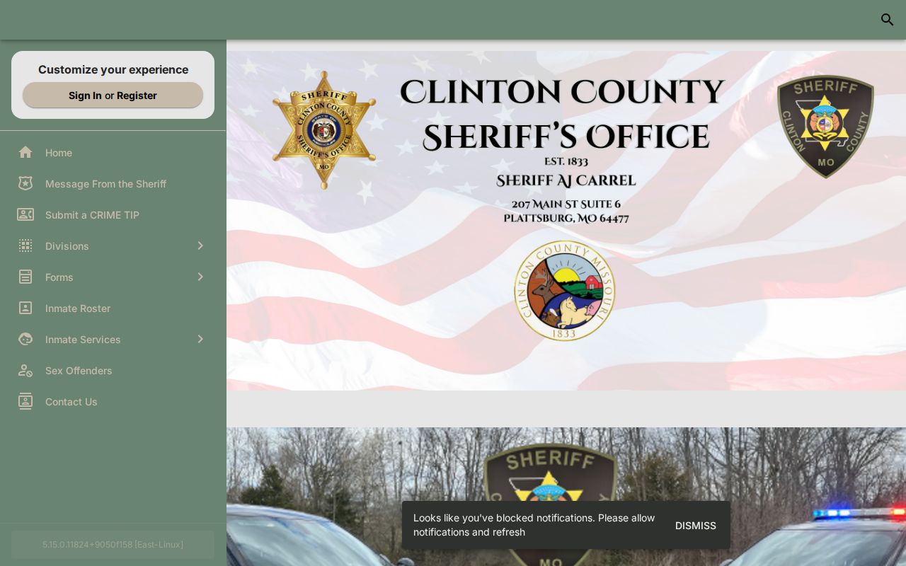Official Clinton County legacy inmate roster showing booking fields