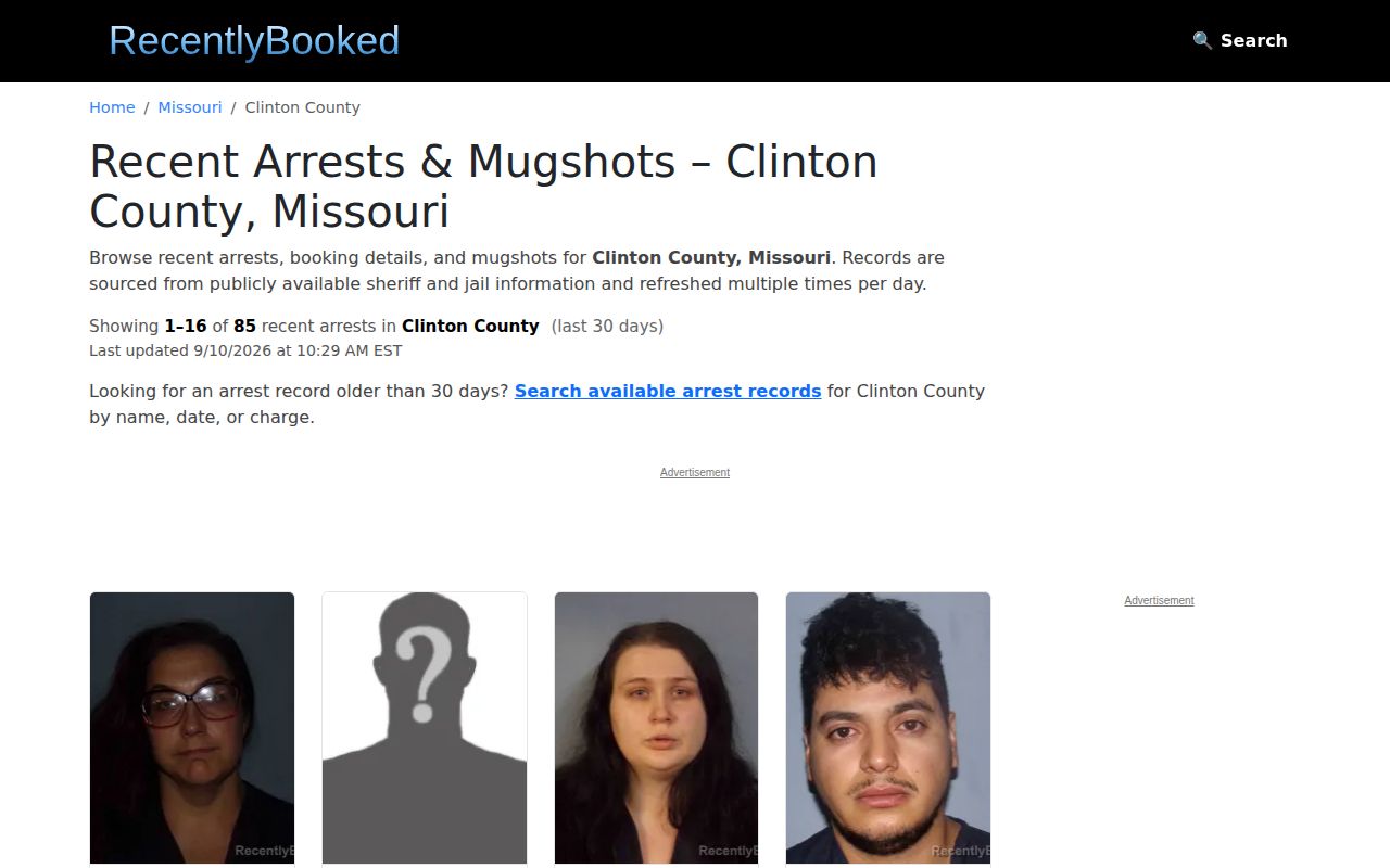 Unofficial RecentlyBooked Clinton County page